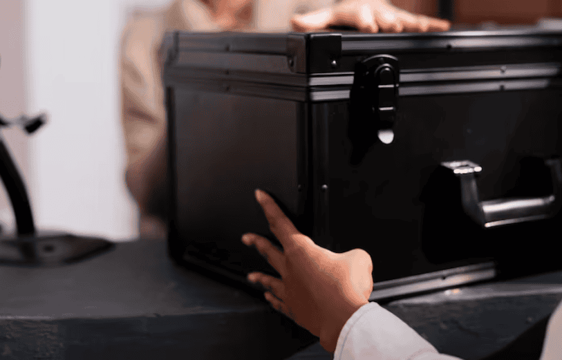 Secure black toolbox for professional moving and storage solutions from Abate Moving.