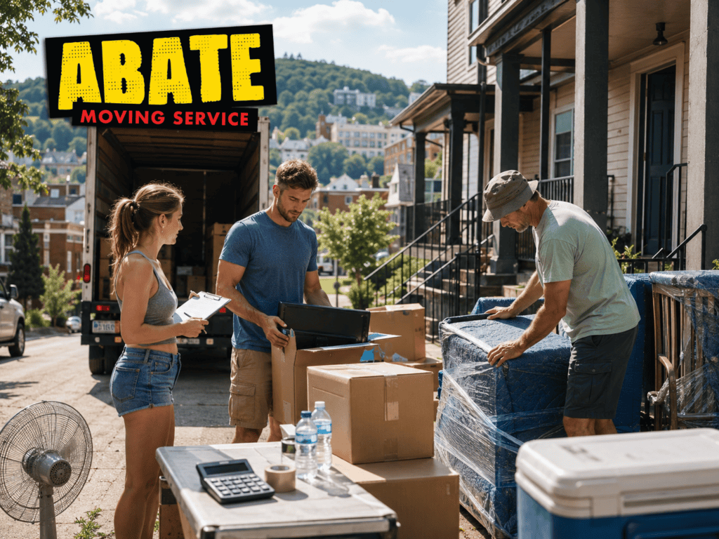 Abate Moving Service prepares furniture and boxes for a residential move, highlighting organized packing and careful handling in Morgantown.
